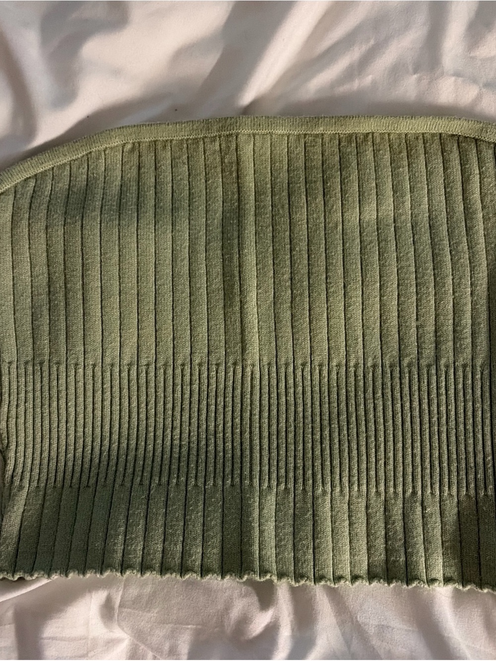 La Hearts Ribbed Strapless Tube Top - Light Sage